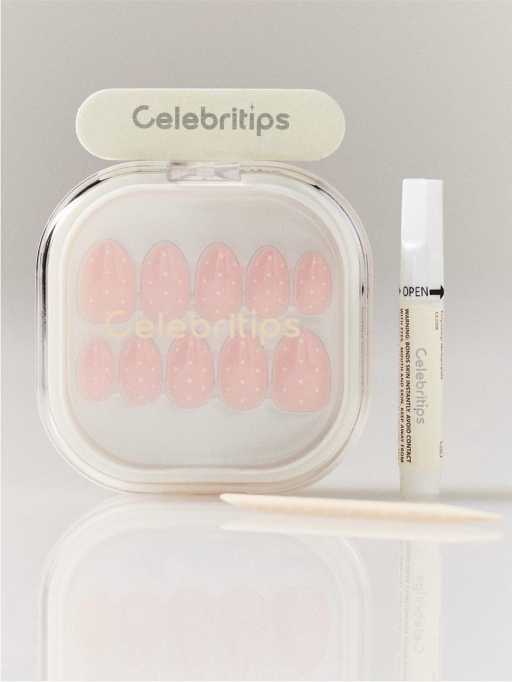 Anthropologie Celebritips Pink Polka Dot Press-On Nail Set